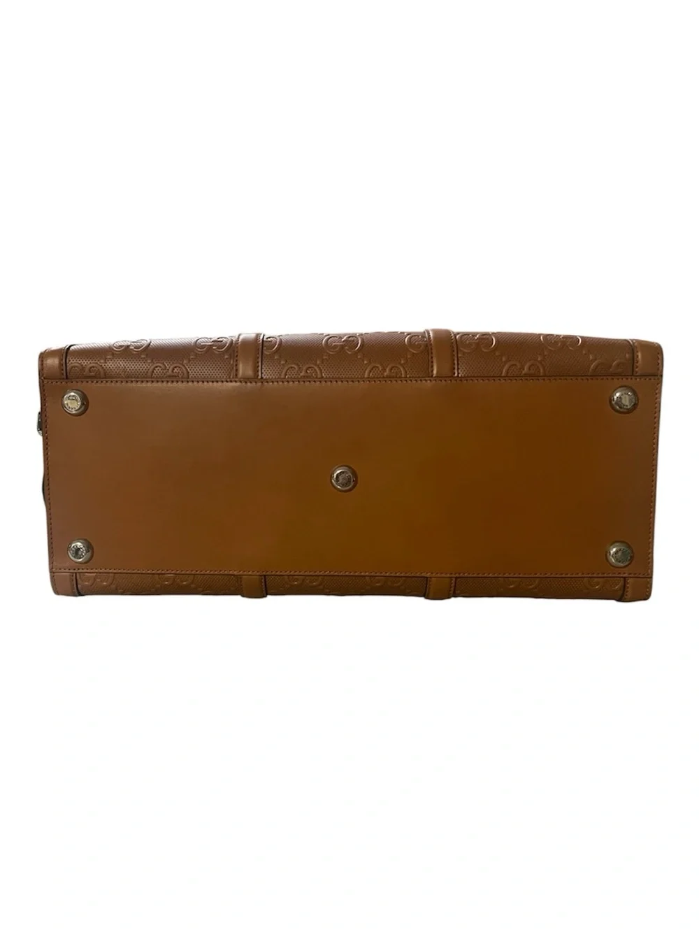 Gucci Embossed GG Leather Briefcase in Tan Brown